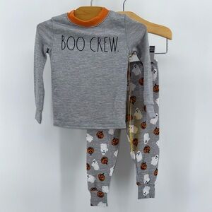Rae Dunn Gray and Orange Boo Crew Baby Toddler Halloween Pajama Set